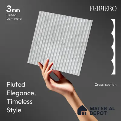 Marble Fluted 1D 05472 Fog Veins 8 ft x 4 ft High Gloss Finish Acrylic Laminate - 3 mm | Suitable for TV Unit,Wardrobe, Kitchen Cabinets