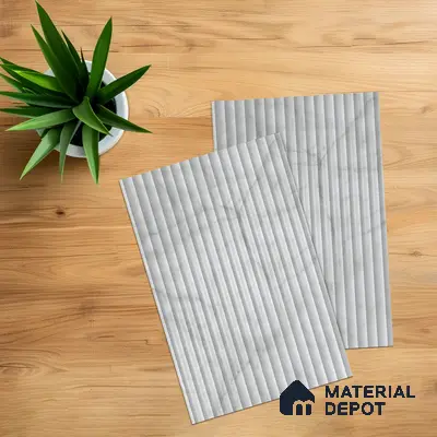 Marble Fluted 1D 05472 Fog Veins 8 ft x 4 ft High Gloss Finish Acrylic Laminate - 3 mm | Suitable for TV Unit,Wardrobe, Kitchen Cabinets