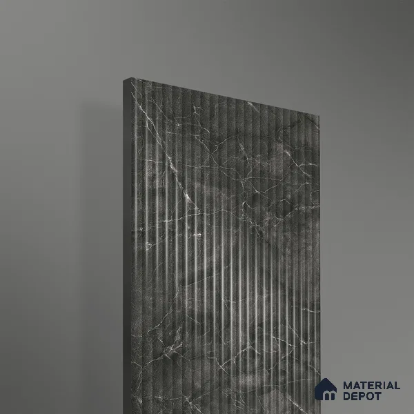 Marble Fluted 1D 05477 Twilight Veins 8 ft x 4 ft High Gloss Finish Acrylic Laminate - 3 mm | Suitable for TV Unit,Wardrobe, Kitchen Cabinets
