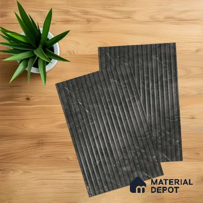 Marble Fluted 1D 05477 Twilight Veins 8 ft x 4 ft High Gloss Finish Acrylic Laminate - 3 mm | Suitable for TV Unit,Wardrobe, Kitchen Cabinets