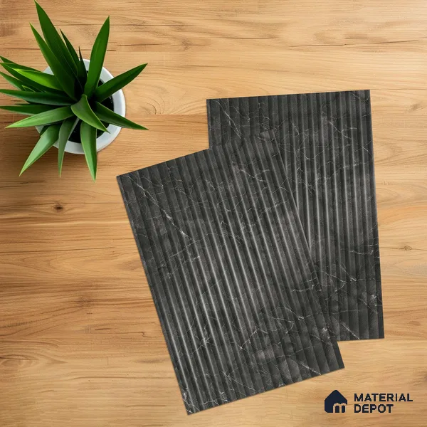 Marble Fluted 1D 05477 Twilight Veins 8 ft x 4 ft High Gloss Finish Acrylic Laminate - 3 mm | Suitable for TV Unit,Wardrobe, Kitchen Cabinets
