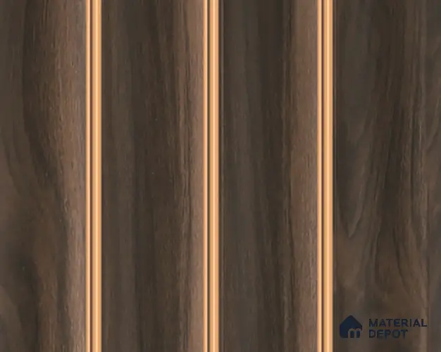 Brown Wooden Louver PN 05376 8 ft x 4.9 inch Charcoal Panel - 12 mm | Suitable for Feature Wall, TV Unit & Living Room | Width is Subjected to 5% Variation