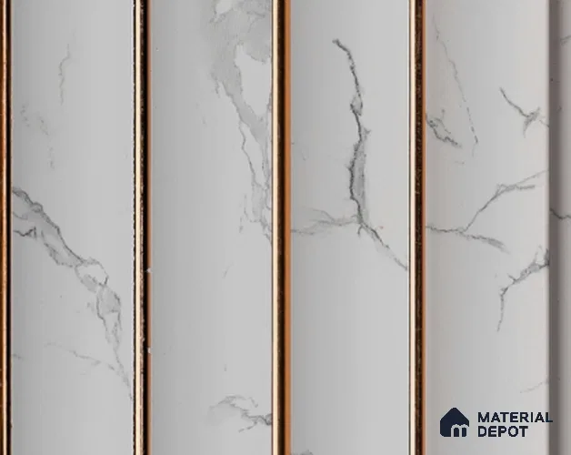 White Marble Louver PN 05401 8 ft x 4.9 inch Charcoal Panel - 12 mm | Suitable for Feature Wall, TV Unit & Living Room | Width is Subjected to 5% Variation