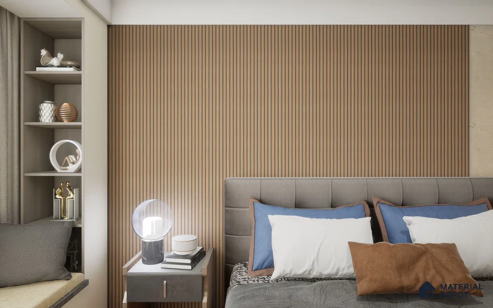 Brown Wooden Louver SA 1001 8 ft x 4.9 inch Charcoal Panel -  mm | Suitable for Feature Wall, TV Unit & Living Room | Width is Subjected to 5% Variation