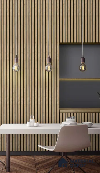 Beige Wooden Louver SA 1015 8 ft x 4.9 inch Charcoal Panel - mm | Suitable for Feature Wall, TV Unit & Living Room | Width is Subjected to 5% Variation
