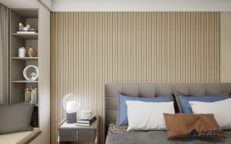 Beige Wooden Louver SA 1015 8 ft x 4.9 inch Charcoal Panel - mm | Suitable for Feature Wall, TV Unit & Living Room | Width is Subjected to 5% Variation
