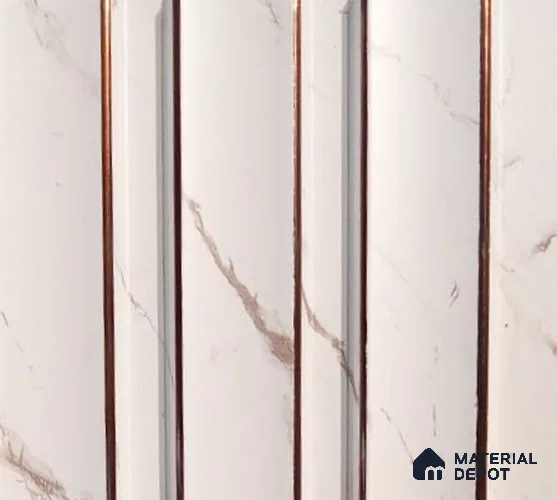 White Marble Louver PN 02299 8 ft x 4 inch Charcoal Panel - 10 mm | Suitable for Feature Wall, TV Unit & Living Room | Width is Subjected to 5% Variation