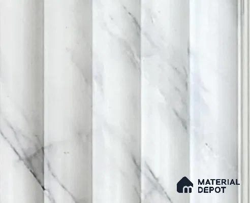 White Marble Louver PN 06358 8 ft x 4 inch Charcoal Panel - 10 mm | Suitable for Feature Wall, TV Unit & Living Room | Width is Subjected to 5% Variation