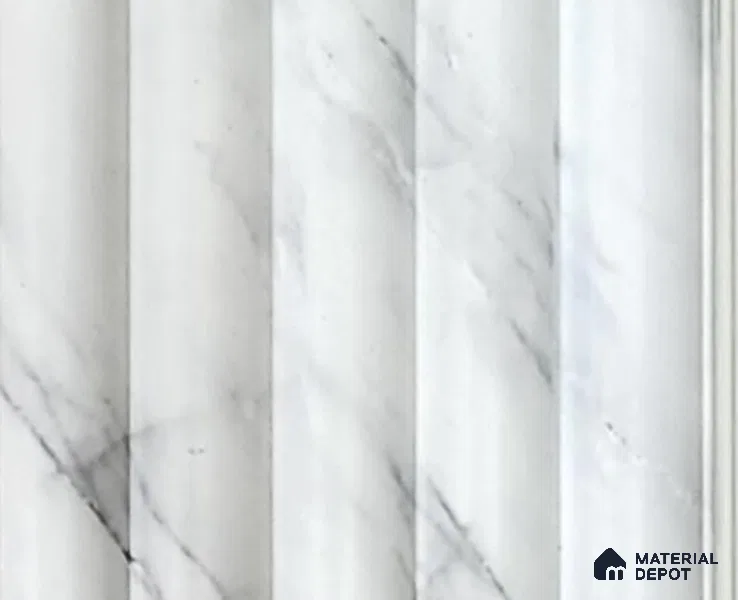 White Marble Louver PN 06358 8 ft x 4 inch Charcoal Panel - 10 mm | Suitable for Feature Wall, TV Unit & Living Room | Width is Subjected to 5% Variation