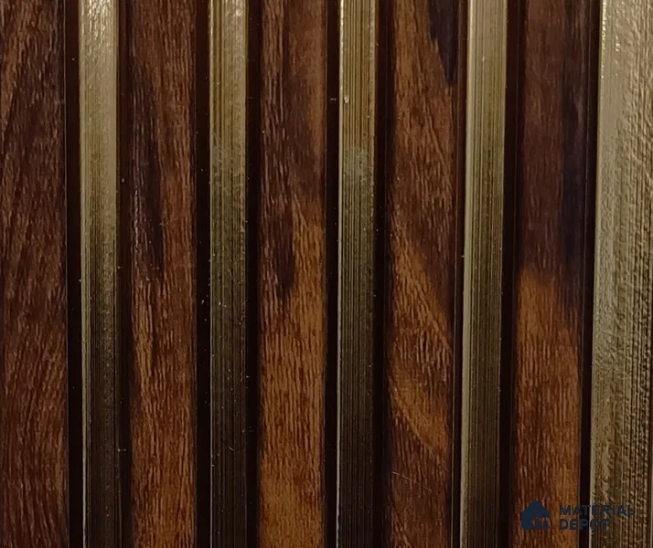 Brown Wooden Louver PN 02048 8 ft x 4 inch Charcoal Panel - 10 mm | Suitable for Feature Wall, TV Unit & Living Room | Width is Subjected to 5% Variation