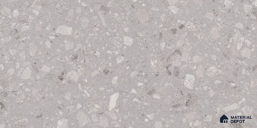 Grey Terrazzo Wall & Floor Tile TL 07045 4 ft x 2 ft Vitrified Glossy Finish - 9 mm | 8 Random Design | Suitable for Living Room, Bedroom, Bathroom