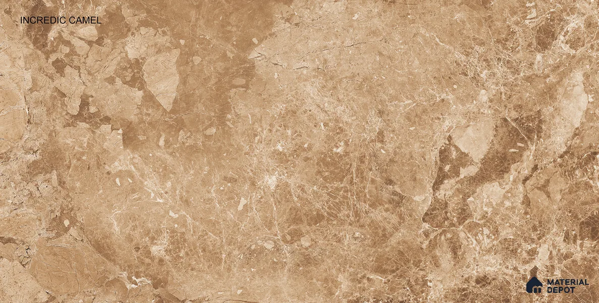 Brown Stacked Stone Wall & Floor Tile TL 07042 4 ft x 2 ft Vitrified Glossy Finish - 9 mm | 4 Random Design | Suitable for Living Room, Bedroom, Bathroom