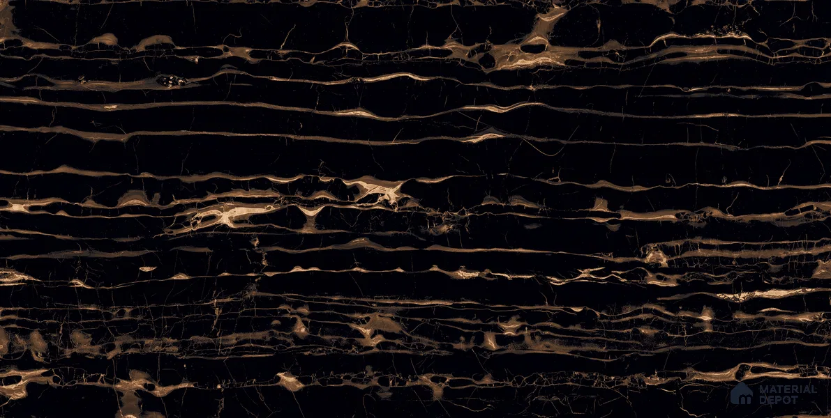 Black Marble Wall & Floor Tile TL 07038 2 ft x 4 ft Vitrified High Gloss Finish - 9 mm | 4 Random Design | Suitable for Living Room, Bedroom, Bathroom