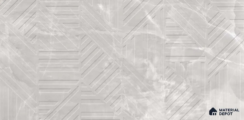 Grey Punch Wall Tile TL 10754 B Prestige Opal Grey Decor 2 ft x 4 ft Vitrified Carving Matte Finish - 9 mm | 6 Random Design | Suitable for Living Room, Bedroom, Bathroom
