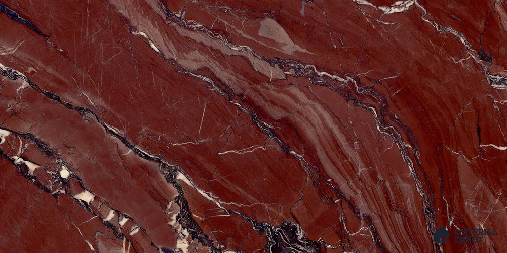 Marble Floor & Wall Tile TL 12285 Gracis Rossa 4 ft x 2 ft High Glossy Finish Vitrified Tile - 9 mm | 5 Random Designs