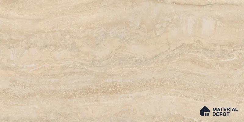 Travertine Floor & Wall Tile TL 12250 Nicholas Travertine Beige 4 ft x 2 ft DG Matte Carving Finish Vitrified Tile - 9 mm | 6 Random Designs