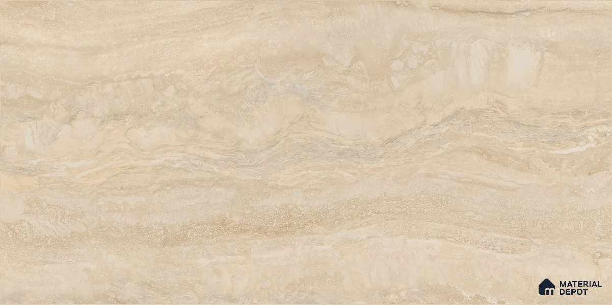 Travertine Floor & Wall Tile TL 12250 Nicholas Travertine Beige 4 ft x 2 ft DG Matte Carving Finish Vitrified Tile - 9 mm | 6 Random Designs