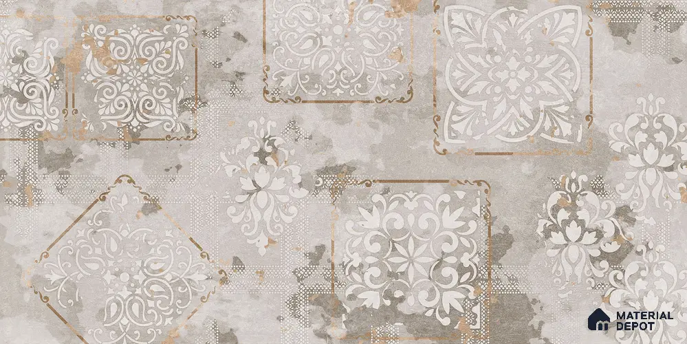 Patterned Wall Tile TL 12235 B Cementine Decore Frame 4 ft x 2 ft Shapecer Mist Finish Vitrified Tile - 9 mm | 3 Random Designs