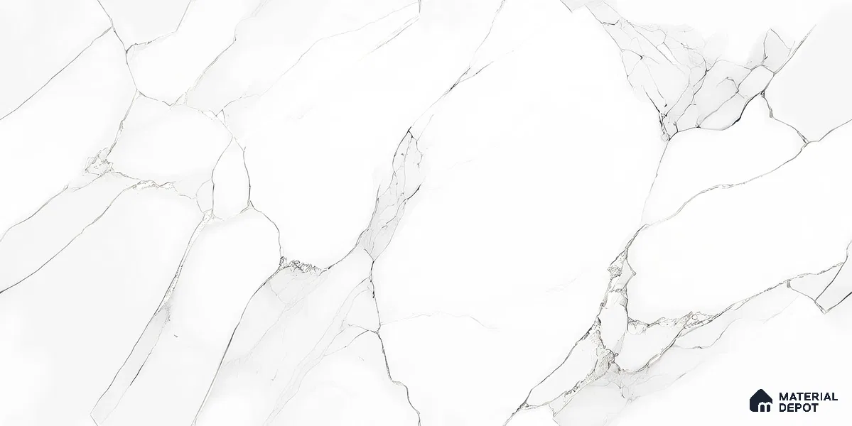 Marble Floor & Wall Tile TL 12293 Verniz White 4 ft x 2 ft Endless Pearl Carving Finish Vitrified Tile - 9 mm | 3 Random Designs