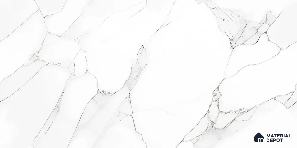 Marble Floor & Wall Tile TL 12293 Verniz White 4 ft x 2 ft Endless Pearl Carving Finish Vitrified Tile - 9 mm | 3 Random Designs