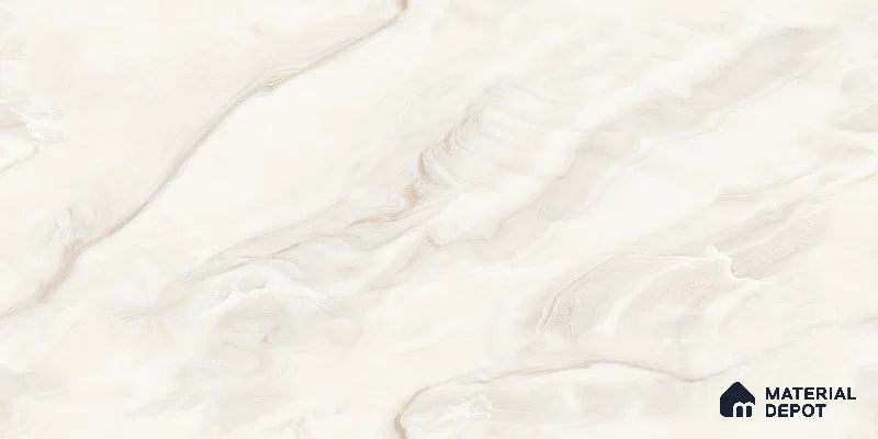 Marble Floor & Wall Tile TL 12292 Vena Crema 4 ft x 2 ft Glossy Finish Vitrified Tile - 9 mm | 4 Random Designs