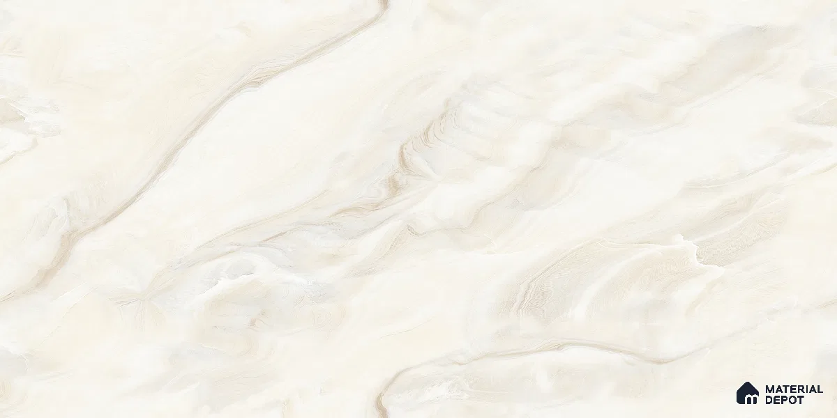 Marble Floor & Wall Tile TL 12292 Vena Crema 4 ft x 2 ft Glossy Finish Vitrified Tile - 9 mm | 4 Random Designs