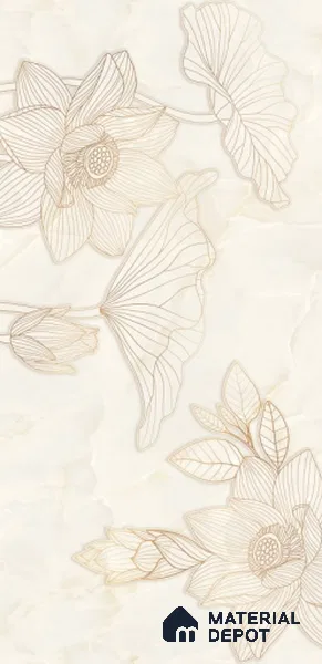Floral Wall Tile TL 12295 Parker Decore 4 ft x 2 ft Pearl Carving Finish Vitrified Tile - 9 mm | 4 Random Designs | Suitable for Bathroom, Accent/Feature Wall, Dining Area