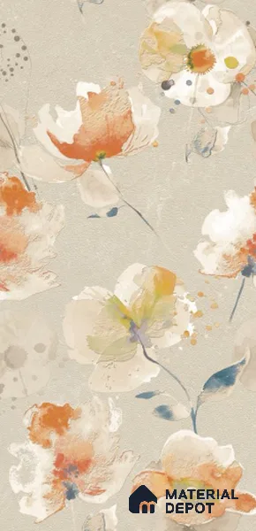 Floral Wall Tile TL 12241 Oriana Waterpaint Decore 4 ft x 2 ft Double Digital Finish Vitrified Tile - 9 mm | 2 Random Designs | Suitable for Bathroom, Accent/Feature Wall, Dining Area