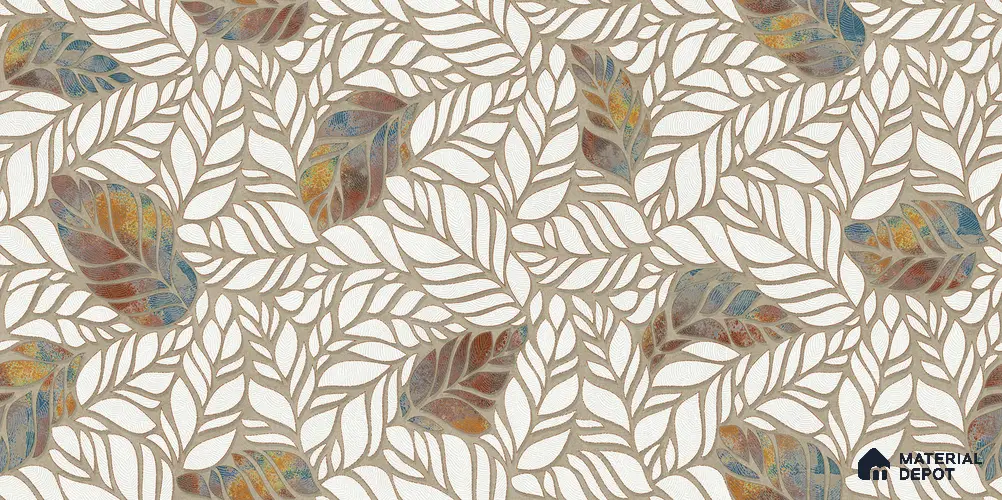 Floral Wall Tile TL 12237 Fallon Leaves Decore 4 ft x 2 ft Shapecer Mist Finish Vitrified Tile - 9 mm