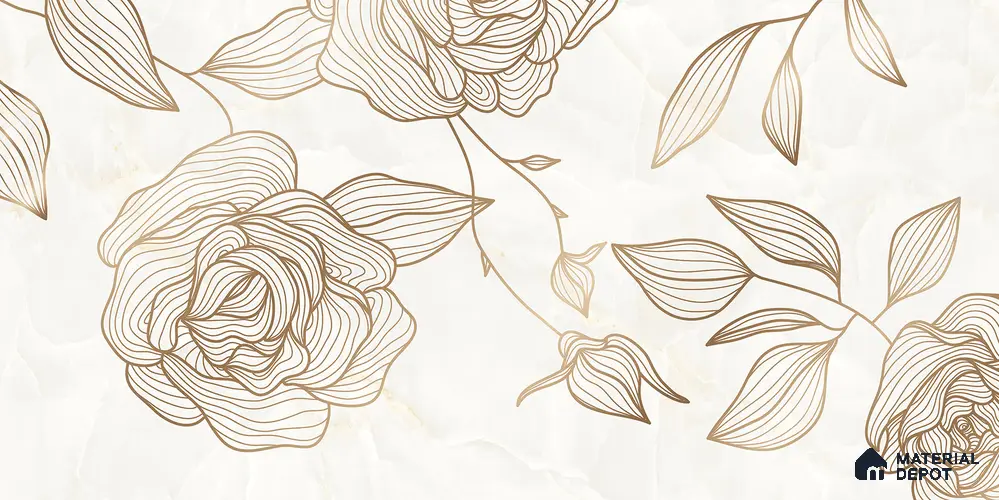 Floral Wall Tile TL 12220 B Jude Onyx Ivory Decore 4 ft x 2 ft Mattcer Glid Finish Vitrified Tile - 9 mm | 4 Random Designs