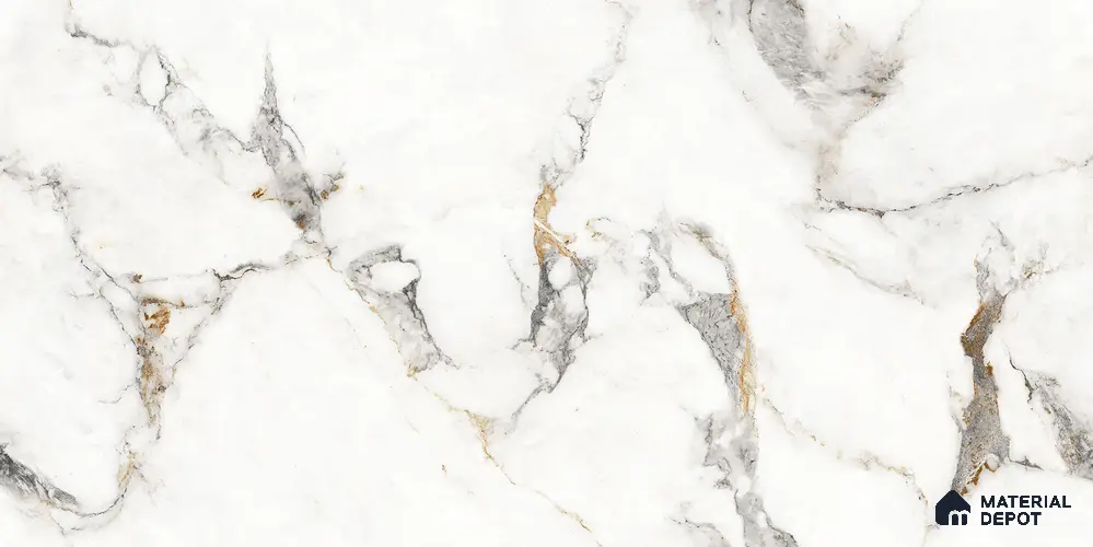 Marble Floor & Wall Tile TL 12221 Nolan Carara Grey 4 ft x 2 ft Endless Policer Flow Finish Vitrified Tile - 9 mm | 4 Random Designs