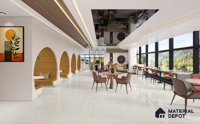 Large Formate Marble Floor & Wall Tile TL 11484 Retro Sand 6 ft x 4 ft Vitrified Glossy Finish - 9 mm | 4 Random Design | Suitable for Living Room, Bedroom, Dining & Office