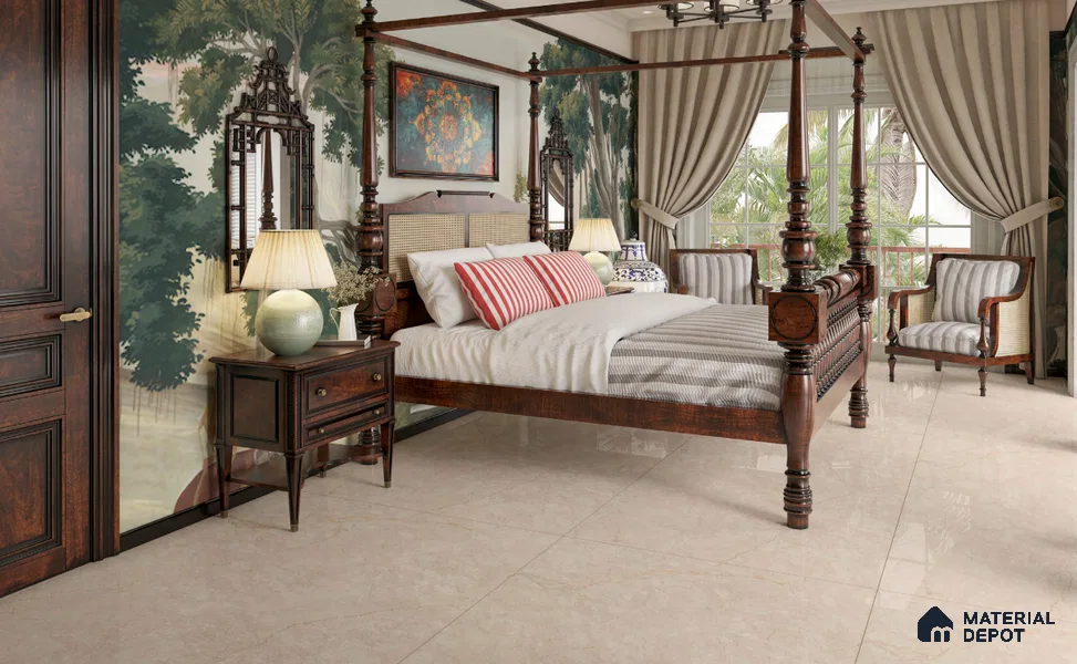 Large Formate Marble Floor & Wall Tile TL 11500 Stillstone Beige 6 ft x 4 ft Vitrified Glossy Finish - 9 mm | 4 Random Design | Suitable for Living Room, Bedroom, Dining & Office
