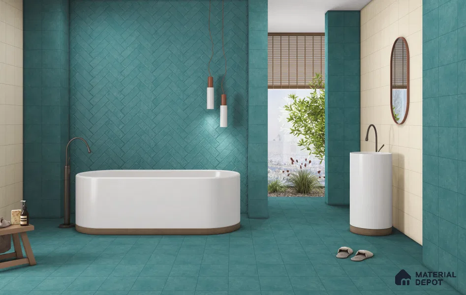 Subway Floor & Wall Tile TL 11527 Levels Aqua 8 inc x 8 inc Vitrified Whitebody Digimatt Finish - 8.5 mm | Suitable for Kitchen & Bathroom | Minimum 3 mm Spacer is Mandatory