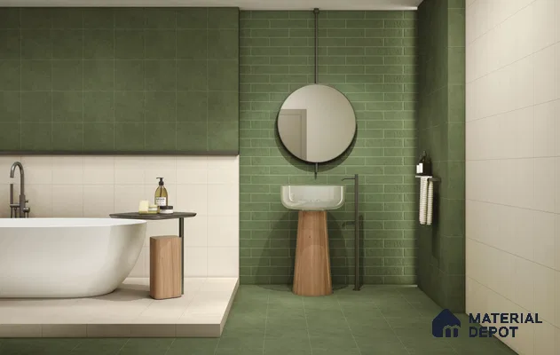 Subway Wall Tile TL 11527 AA Levels Forest 10 inc x 2 inc Vitrified Whitebody Digimatt Finish - 8.5 mm | Suitable for Kitchen & Bathroom | Minimum 3 mm Spacer is Mandatory