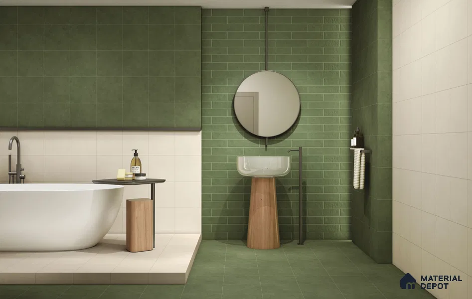 Subway Wall Tile TL 11527 AB Levels Forest 10 inc x 2 inc Vitrified Whitebody Glossy Finish - 8.5 mm | Suitable for Kitchen & Bathroom | Minimum 3 mm Spacer is Mandatory