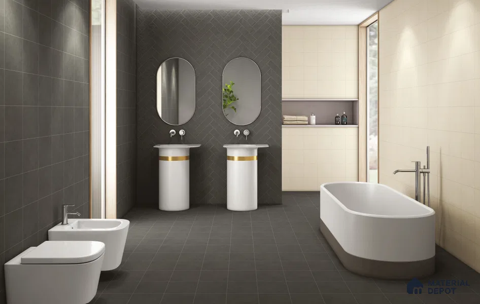 Subway Floor & Wall Tile TL 11527 R Levels Dimgray 8 inc x 8 inc Vitrified Whitebody Digimatt Finish - 8.5 mm | Suitable for Kitchen & Bathroom | Minimum 3 mm Spacer is Mandatory