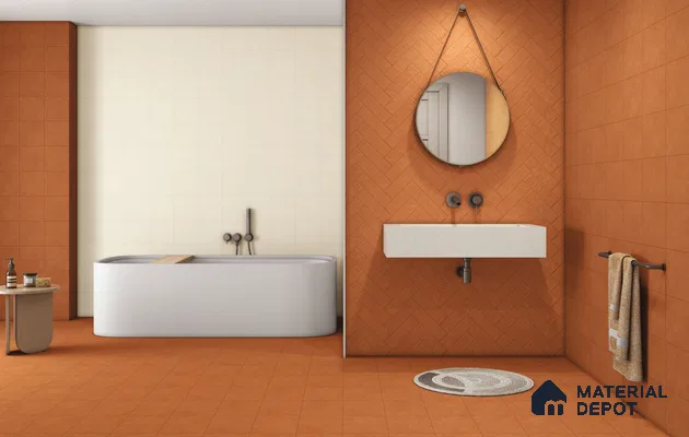 Subway Floor & Wall Tile TL 11527 AI Levels Orange 8 inc x 8 inc Vitrified Whitebody Digimatt Finish - 8.5 mm | Suitable for Kitchen & Bathroom | Minimum 3 mm Spacer is Mandatory