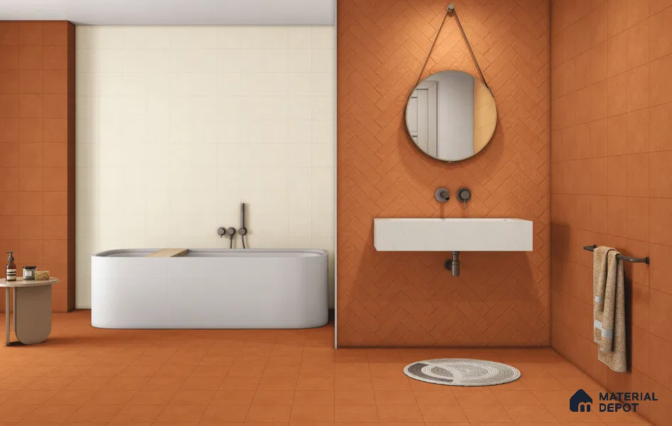 Subway Floor & Wall Tile TL 11527 AI Levels Orange 8 inc x 8 inc Vitrified Whitebody Digimatt Finish - 8.5 mm | Suitable for Kitchen & Bathroom | Minimum 3 mm Spacer is Mandatory