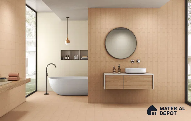 Subway Wall Tile TL 11527 X Levels Dusty Pink 10 inc x 2 inc Vitrified Whitebody Digimatt Finish - 8.5 mm | Suitable for Kitchen & Bathroom | Minimum 3 mm Spacer is Mandatory