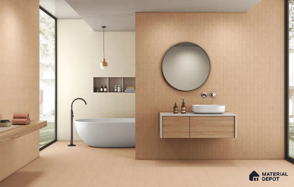 Subway Floor & Wall Tile TL 11527 W Levels Dusty Pink 8 inc x 8 inc Vitrified Whitebody Digimatt Finish - 8.5 mm | Suitable for Kitchen & Bathroom | Minimum 3 mm Spacer is Mandatory