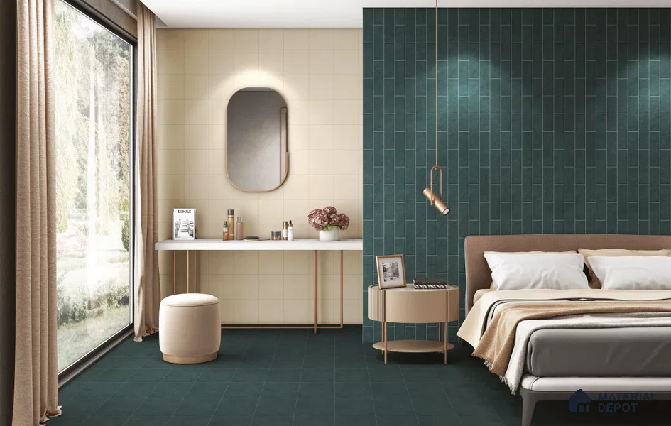 Subway Floor & Wall Tile TL 11527 AZ Levels Teal 8 inc x 8 inc Vitrified Whitebody Digimatt Finish - 8.5 mm | Suitable for Kitchen & Bathroom | Minimum 3 mm Spacer is Mandatory