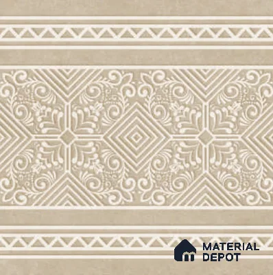 Moroccan Carpet Floor TL 11517 B Levels Sand Border 8 inc x 8 inc Anti Skid Vitrified Whitebody Digimatt Finish - 8 mm | Suitable for Living Room,Bedroom,Dining & Kitchen | Minimum 3 mm Spacer is Mandatory