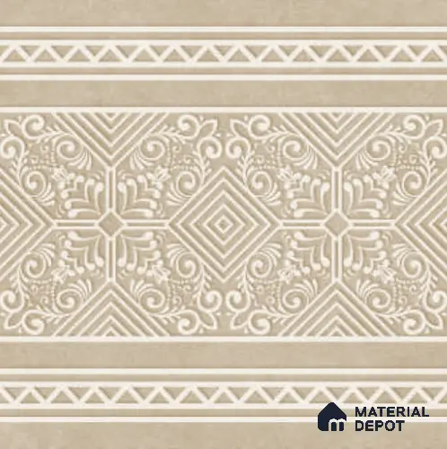 Moroccan Carpet Floor TL 11517 B Levels Sand Border 8 inc x 8 inc Anti Skid Vitrified Whitebody Digimatt Finish - 8 mm | Suitable for Living Room,Bedroom,Dining & Kitchen | Minimum 3 mm Spacer is Mandatory
