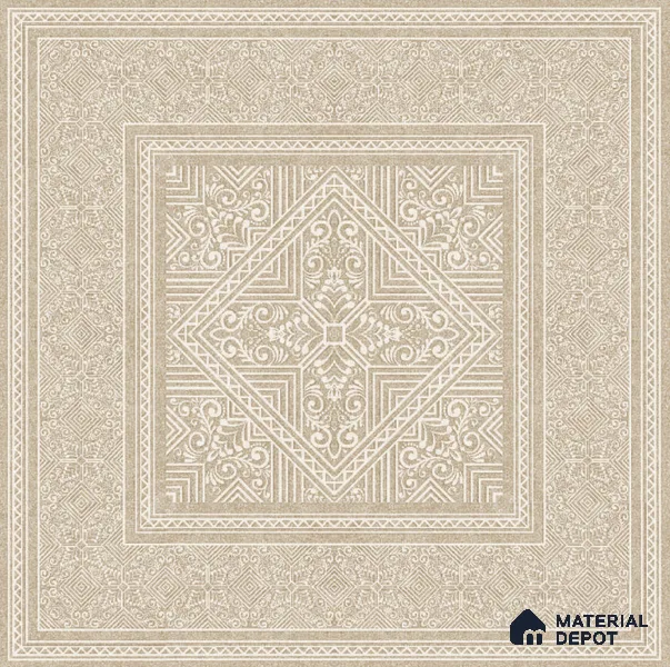Moroccan Carpet Floor TL 11517 B Levels Sand Border 8 inc x 8 inc Anti Skid Vitrified Whitebody Digimatt Finish - 8 mm | Suitable for Living Room,Bedroom,Dining & Kitchen | Minimum 3 mm Spacer is Mandatory