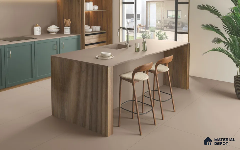 Plain Floor & Wall Tile TL 11513 Clay 8 ft x 3 ft Fullbody Matte Finish - 15 mm | Suitable for Table Top & Window Frame | Adhesive and Spacers Must be Used During Installation