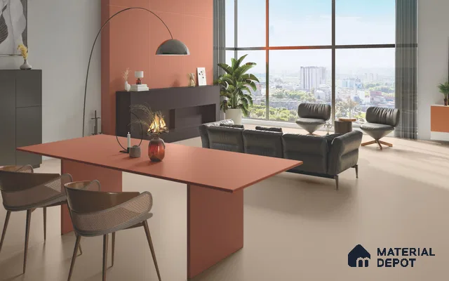 Plain Floor & Wall Tile TL 11513 J Peach 8 ft x 3 ft Fullbody Matte Finish - 15 mm | Suitable for Table Top & Window Frame | Adhesive and Spacers Must be Used During Installation