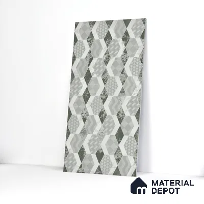 Carving Wall Tile TL 05456 C Olive Green Decor 2 ft x 4 ft Vitrified Rustic Carving Matte Finish - 9 mm | 4 Random Design | Suitable for Living Room, Bedroom, Bathroom, Kitchen