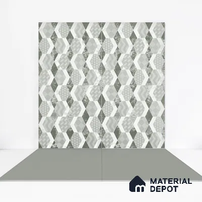Carving Wall Tile TL 05456 C Olive Green Decor 2 ft x 4 ft Vitrified Rustic Carving Matte Finish - 9 mm | 4 Random Design | Suitable for Living Room, Bedroom, Bathroom, Kitchen