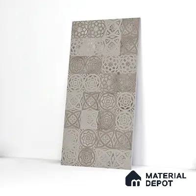 Carving Wall Tile TL 05457 B Neolith Grey Decor 2 ft x 4 ft Vitrified Rustic Carving Matte Finish - 9 mm | 4 Random Design | Suitable for Living Room, Bedroom, Bathroom, Kitchen